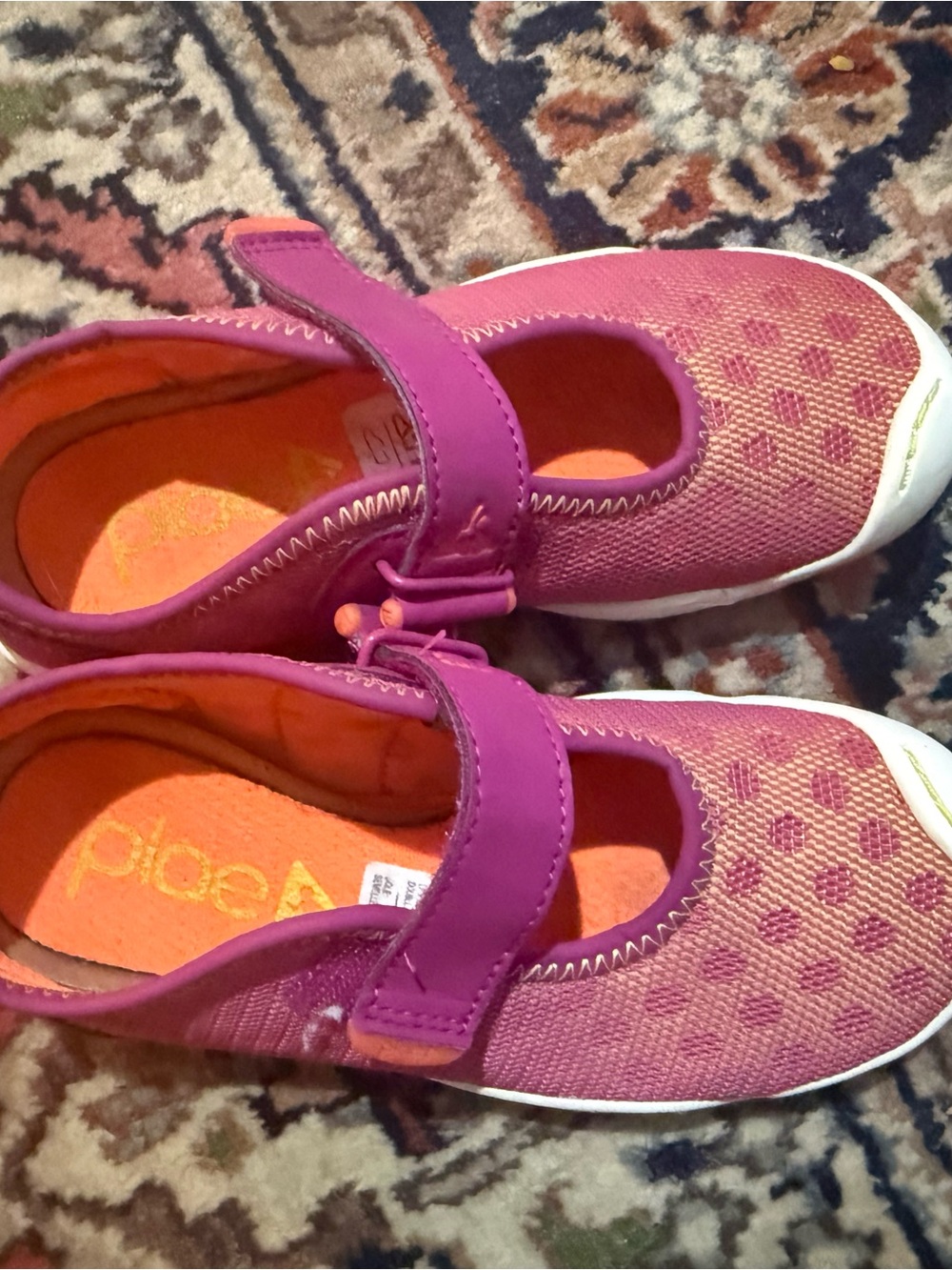 PLAE Girls' Pink and Orange 🍊 Mary Jane Sneakers size 11.5 toddler